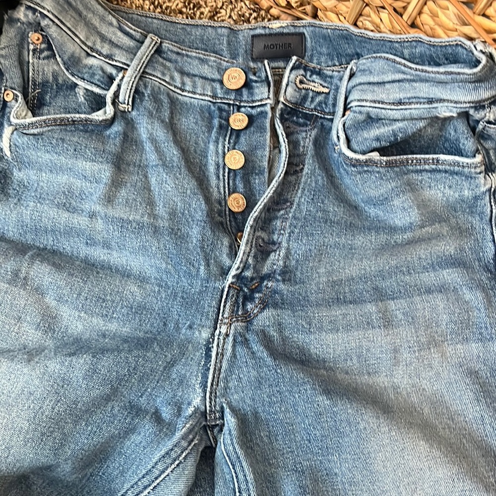 Mother denim frayed ankle jeans. Used condition